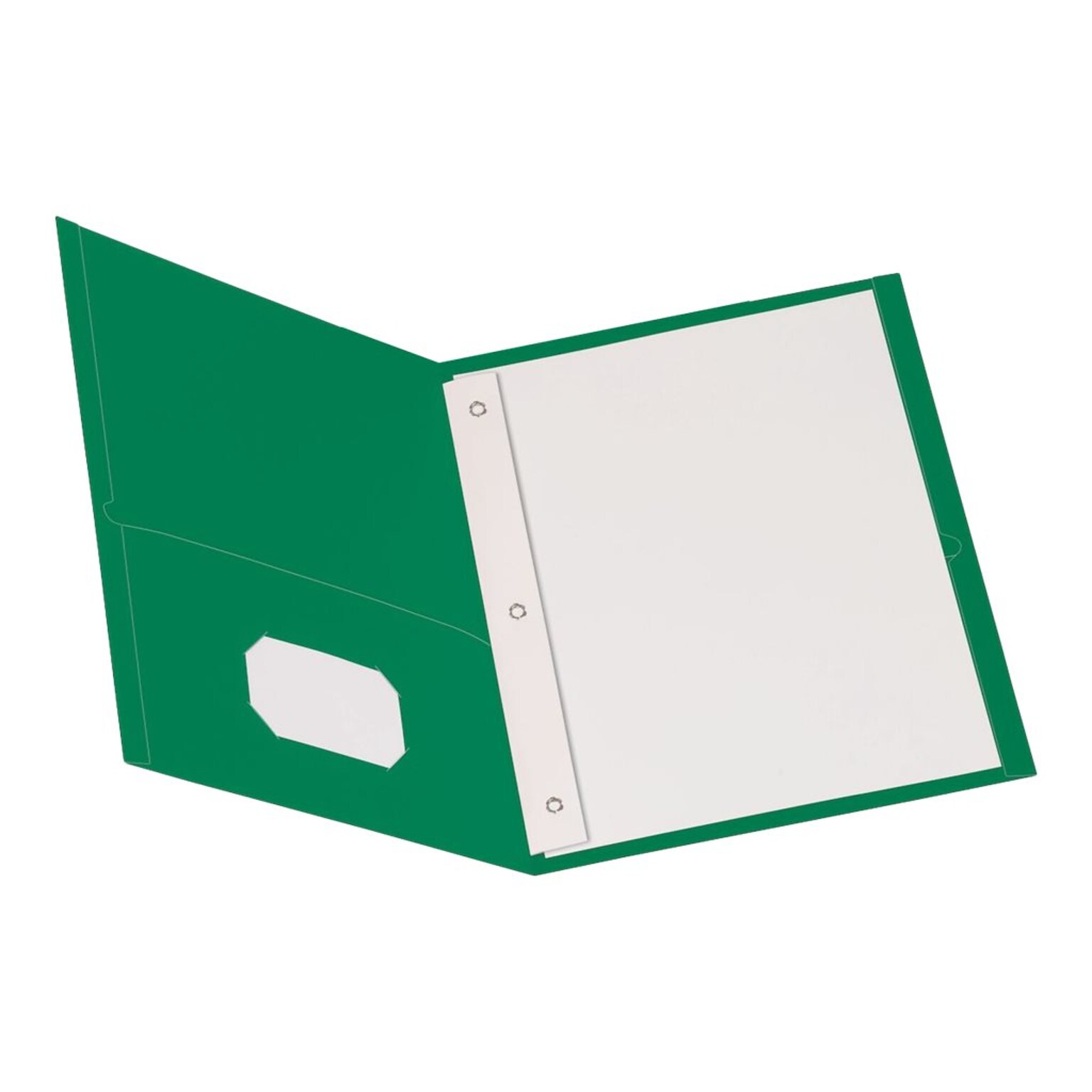 Oxford 2-Pocket 0 Smooth 2-Pocket Paper Portfolio Folder with Fasteners, Hunter Green, 25/Box (57756EE)