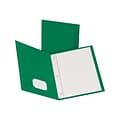 Oxford 2-Pocket Portfolio Folder with Fasteners, Hunter Green, 25/Box (57756EE)