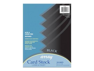 Array 65 lb. Cardstock Paper, 8.5 x 11, Black, 100 Sheets/Pack (101187)