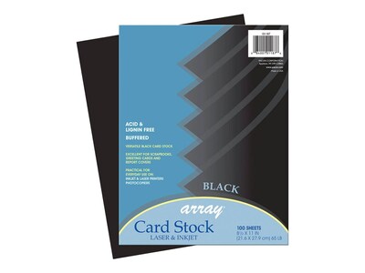 Array 65 lb. Cardstock Paper, 8.5 x 11, Black, 100 Sheets/Pack (101187)