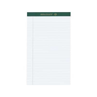 SKILCRAFT Notepad, 8.5 x 11.75, Wide Ruled, White, 50 Sheets/Pad (7530-01-516-9627)