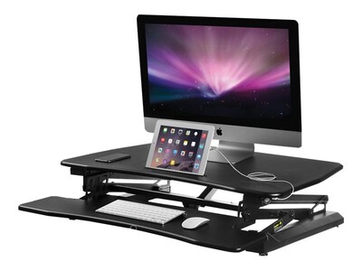 Mount-It! 36"W Electric Adjustable Standing Desk Converter with USB Charging Port, Black (MI-7927E)