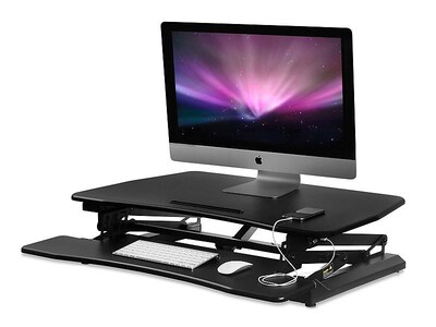 Mount-It! 36"W Electric Adjustable Standing Desk Converter with USB Charging Port, Black (MI-7927E)