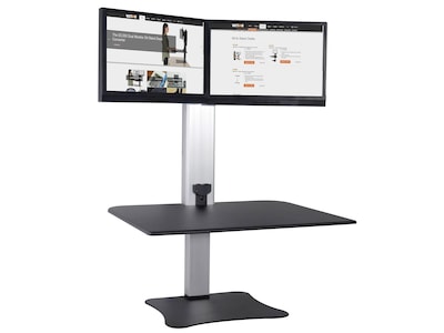 Victor Technology 28 W High Rise™ Electric Dual Monitor Standing Desk, Laminate Wood (DC450)