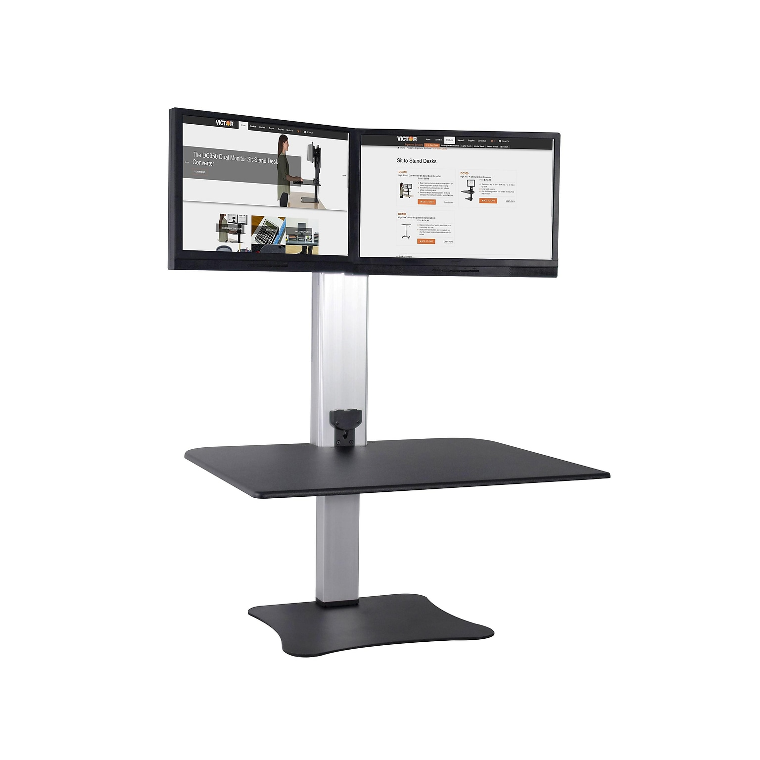 Victor Technology 28 W High Rise™ Electric Dual Monitor Standing Desk, Laminate Wood (DC450)