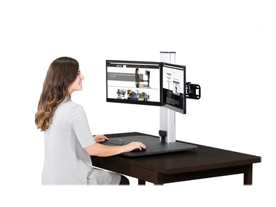 Victor Technology 28" W High Rise™ Electric Dual Monitor Standing Desk, Laminate Wood (DC450)