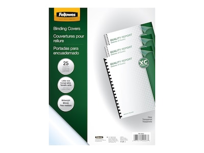 Fellowes Crystals Presentation Covers, Letter Size, Clear, 25/Pack (52043)