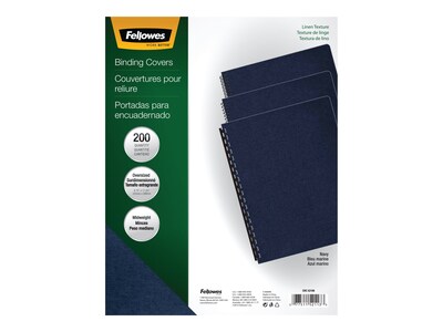 Fellowes Expressions Presentation Covers, 8-3/4" x 11-1/4", Navy, 200/Pack (52113)