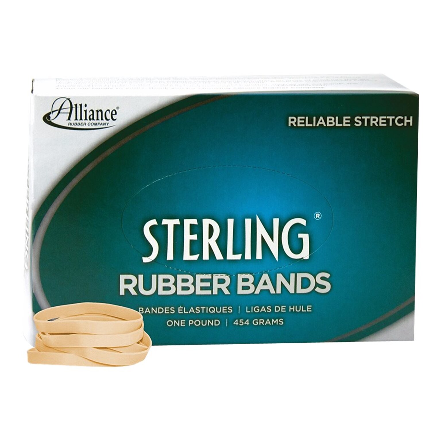 Alliance Rubber Sterling Multi-Purpose #62 Rubber Bands, 2.5 x 0.25, Natural Crepe, 600/Pack (ALL24625)