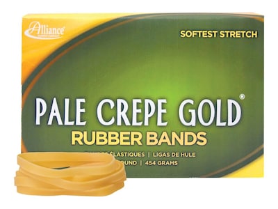 Alliance Pale Crepe Gold Multi-Purpose Rubber Bands, #64, 1 lb. Box, 490/Box (20645)