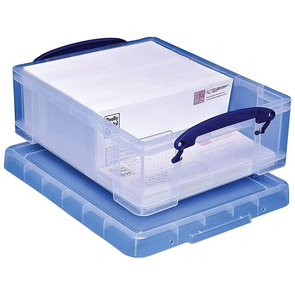 Really Useful Box Plastic Storage Container With Built-In Handles And Snap  Lid, 9 Liters, 10 1/4 x 14 1/2 x 6 1/4, Clear