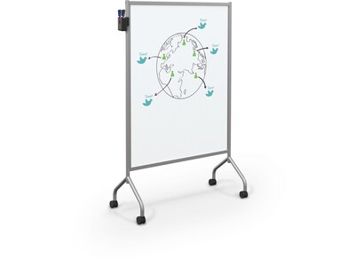 Essentials By Balt Mobile Laminate Dry-Erase Whiteboard, Anodized Aluminum Frame, 6 x 4 (62541)