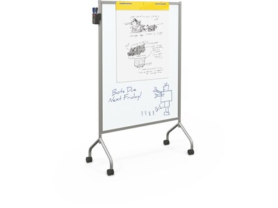 Essentials by Balt Mobile Magnetic Dry-Erase Whiteboard, Anodized Aluminum Frame, 6' x 4' (62542)