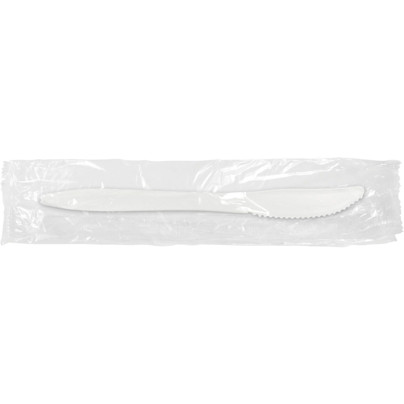 Berkley Square Individually Wrapped Polypropylene Knives, Medium-Weight, White, 1000/Carton (PKMS)