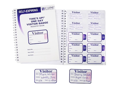 C-Line Times Up! Sticker Name Tags/Labels, White/Blue, 150/Box (97009)
