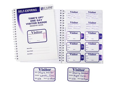 C-Line Time's Up! Sticker Name Tags/Labels, White/Blue, 150/Box (97009)