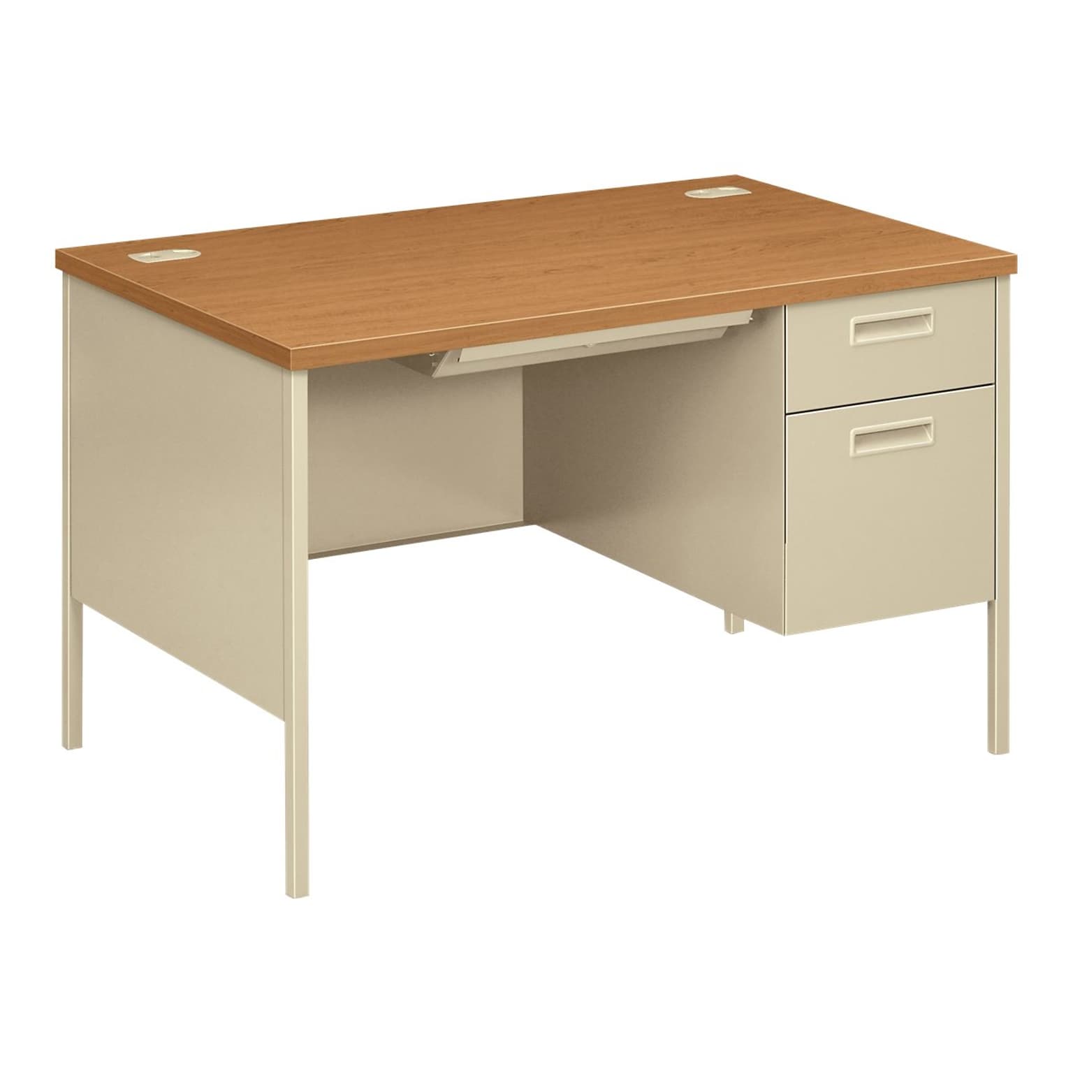 HON® Metro Classic Right Pedestal Desk, Harvest/Putty, 29 1/2H x 48W x 30D