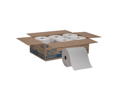 Pacific Blue Basic Hardwound Paper Towels, 1-Ply, 6 Rolls/Carton (26601)