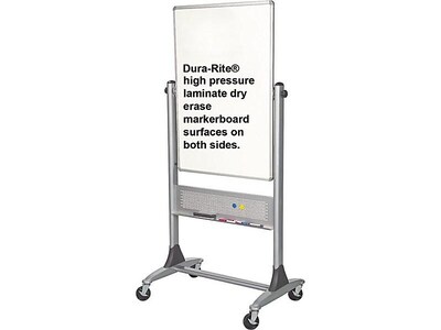 Platinum Mobile Dura-Rite Laminate Dry-Erase Whiteboard, Anodized Aluminum Frame, 3' x 2' (669RU-HH)