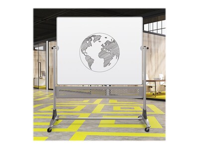 Balt Platinum Mobile Dura-Rite Laminate Dry-Erase Whiteboard, Anodized Aluminum Frame, 6' x 4' (669RG-HH)