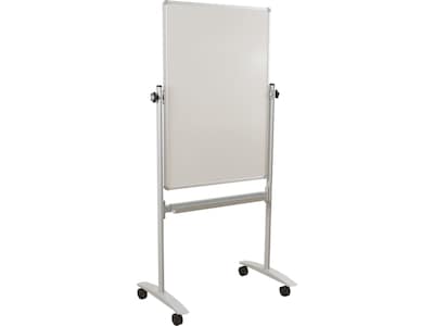 Essentials by MooreCo Lumina Laminate Dry-Erase Mobile Whiteboard, Anodized Aluminum Frame, 40 x 30 (62382)