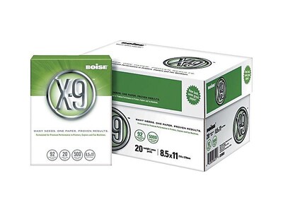 Boise X-9 8.5 x 11 Multipurpose Paper, 20 lbs., 92 Brightness, 500/Ream, 10 Reams/Carton (OX9001)