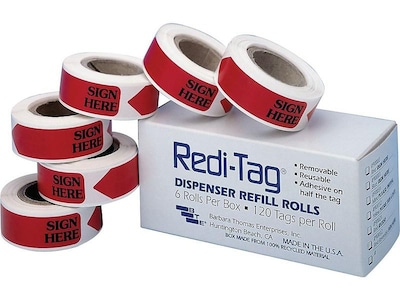 Redi-Tag Sign Here Flags, Red, 0.56 Wide, 720/Box (91002)