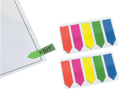 Redi-Tag Arrow Flags, Assorted Colors, 0.47" Wide, 50 Flags/Pad, 5 Pads/Pack (32118)