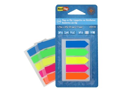 Redi-Tag Arrow Flags, Assorted Colors, 0.47" Wide, 50 Flags/Pad, 5 Pads/Pack (32118)