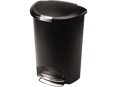 simplehuman Plastic Indoor Step Trash Can with Lid, 13 Gallons, Black (CW1355)