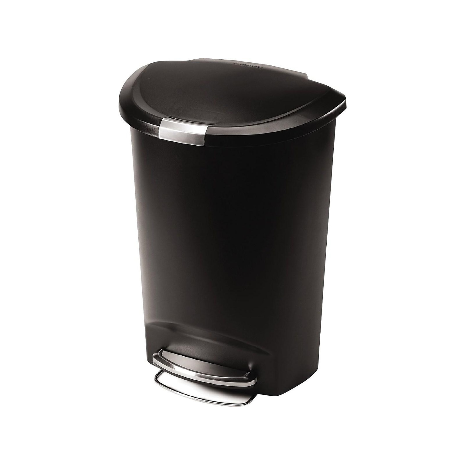 simplehuman Plastic Indoor Step Trash Can with Lid, 13 Gallons, Black (CW1355)