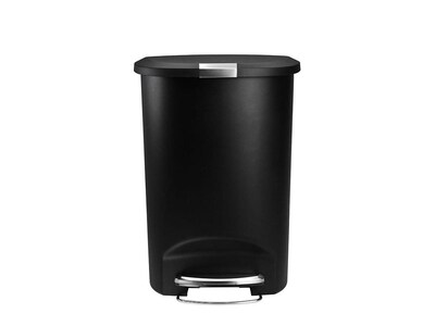 simplehuman Plastic Indoor Step Trash Can with Lid, 13 Gallons, Black (CW1355)