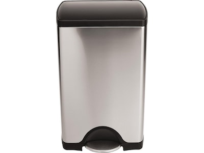 simplehuman Indoor Step Trash Can, Black/Brushed Stainless Steel, 10 Gal. (CW1950)