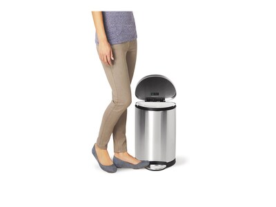 simplehuman Stainless Steel 2.6 gal. Semi-Round Step Trash Can