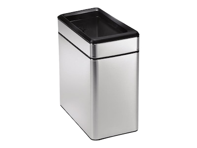 simplehuman Slim Indoor Trash Can with No Lid, Brushed Stainless Steel, 2.6 Gal. (CW1225)
