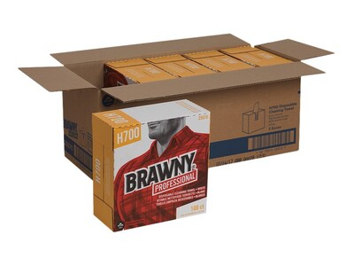 Brawny Professional Heavy Duty Durable Fibers Cleaning Wipers, 9.1", White, 100 Wipers/Box, 5/Carton (25070)