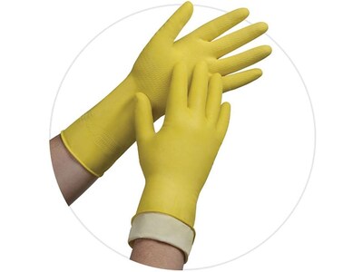 Ambitex Pro L6500 Series Yellow Flock Lined Latex Gloves, Large, Dozen (LLG6500)
