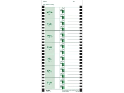 Lathem Time Cards for 2100HD/800P Time Clocks, 100/Box (E8-100)