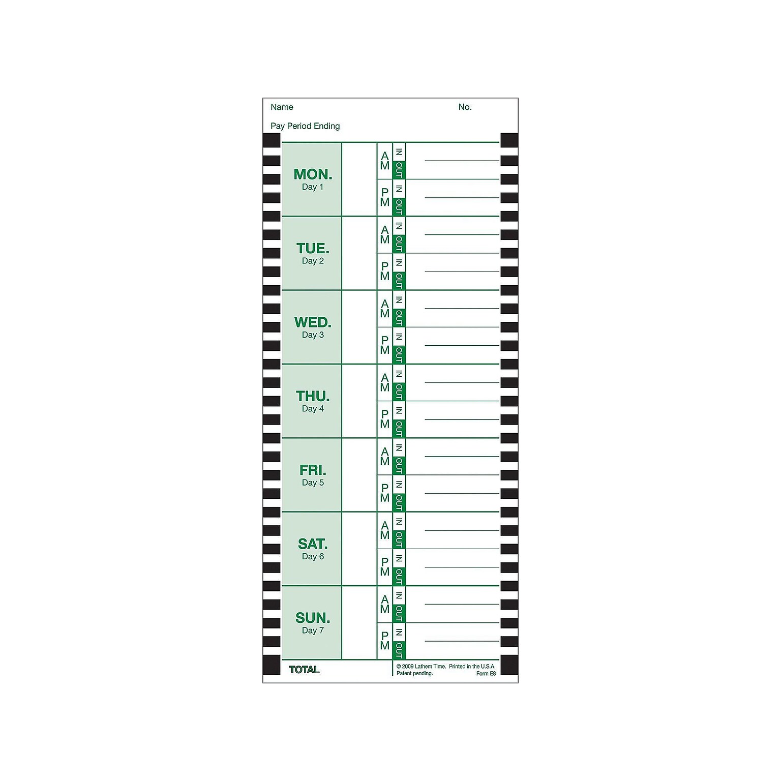 Lathem Time Cards for 2100HD/800P Time Clocks, 100/Box (E8-100)