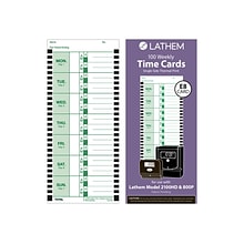 Lathem Time Cards for 2100HD/800P Time Clocks, 100/Box (E8-100)