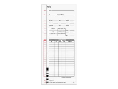 Lathem Time Cards for 7000E and 7500E Time Clocks, 100/Pack (E79-100)