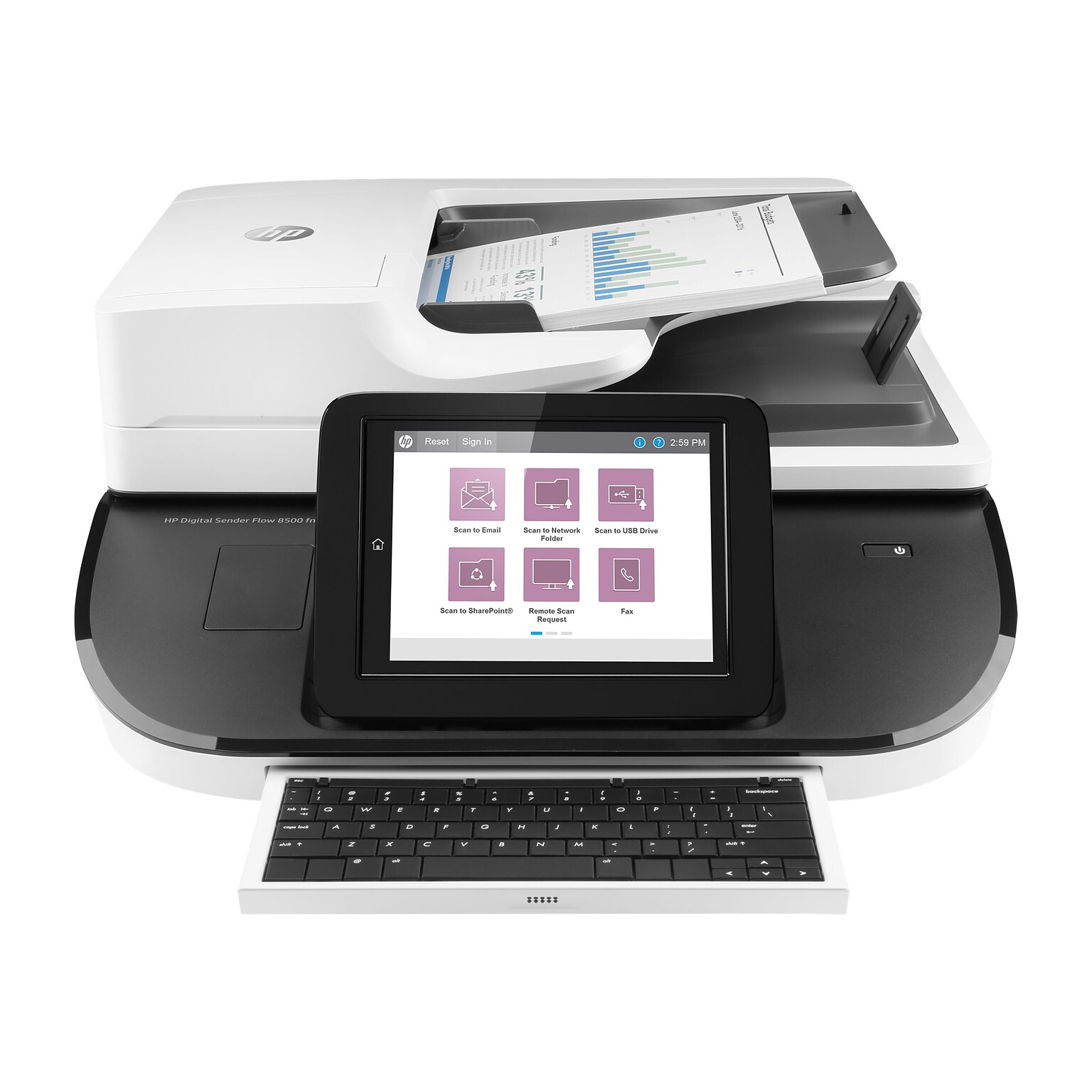 HP Digital Sender Flow 8500 fn2 L2762A#BGJ Sheetfed Scanner, Black/White