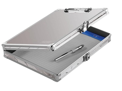 Vaultz Locking Aluminum Storage Clipboard, Silver (VZ00698-DAS)
