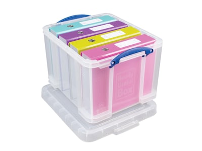 Really Useful Box 32 Liter Snap Lid Storage Bin, Clear, 3/Pack (32LC-PK3C)