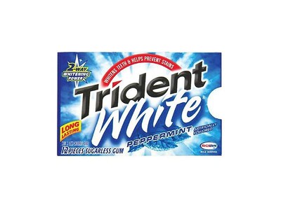 Trident White Sugar Free Peppermint Gum, 12 Pieces/Pack, 9/Packs (VAM05124)