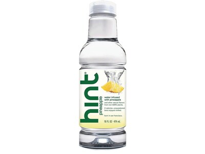 Hint Pineapple Flavored Water, 16 Oz., 12/Carton (00129)