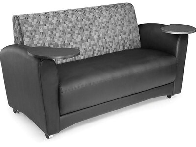 OFM InterPlay 62.25 Polyurethane Sofa with Double Tablet, Nickel/Black/Tungsten (822-N-606-TNGST)