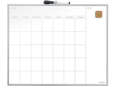 U Brands Magnetic Dry-Erase Whiteboard, Aluminum Frame, 2 x 1 (361U00-01)