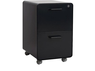 Poppin Stow 2-Drawer Mobile Vertical File Cabinet, Letter/Legal Size, Lockable, 25"H x 15.75"W x 20"D, Black (103107)