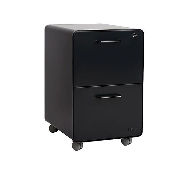 Poppin Stow 2-Drawer Vertical File Cabinet, Mobile/Pedestal, Black, Letter/Legal, 20D (103107)